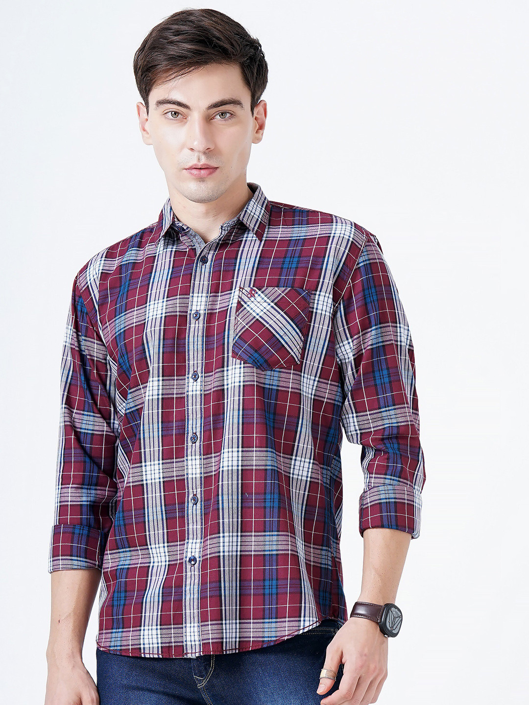 SORATIA Men Magenta Slim Fit Tartan Checked Casual Shirt 
SORATIA Men Magenta Slim Fit Tartan Checked Casual Shirt