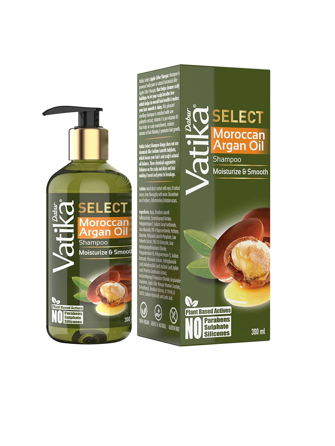 Dabur Vatika Select Moroccan Argan Oil Shampoo for Moisturize & Smooth - 300 ml, Green
Dabur Vatika Select Moroccan Argan Oil Shampoo for Moisturize & Smooth - 300 ml, Green