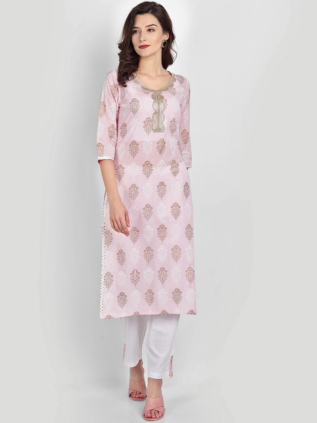 githaan Women Pink Floral Embroidered Regular Sequinned Pure Cotton Kurti with Trousers & With Dupatta
githaan Women Pink Floral Embroidered Regular Sequinned Pure Cotton Kurti with Trousers & With Dupatta