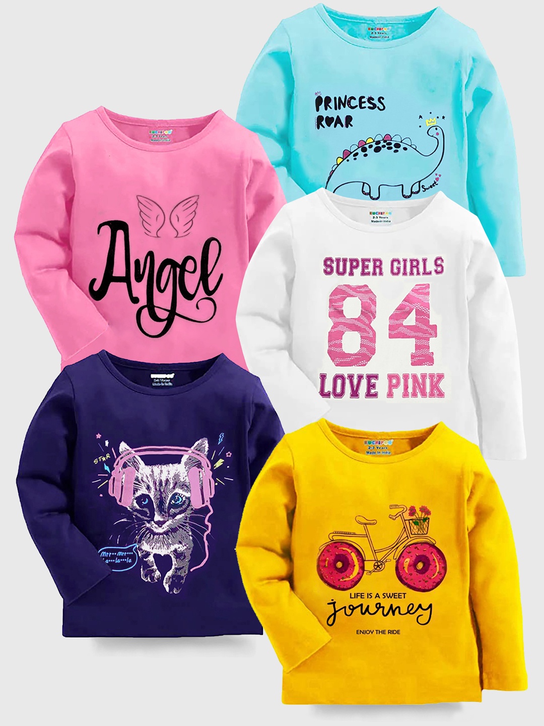 KUCHIPOO Girls Multicoloured & french middle red purple 5 Printed Applique T-shirt, Multi
KUCHIPOO Girls Multicoloured & french middle red purple 5 Printed Applique T-shirt, Multi