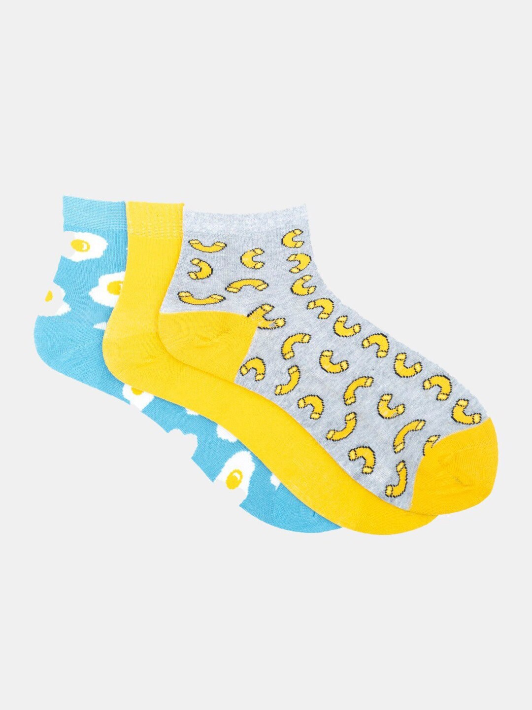 Soxytoes Pack Of 3 Multi-Colored Patterned Ankle-Length Pure Cotton Socks