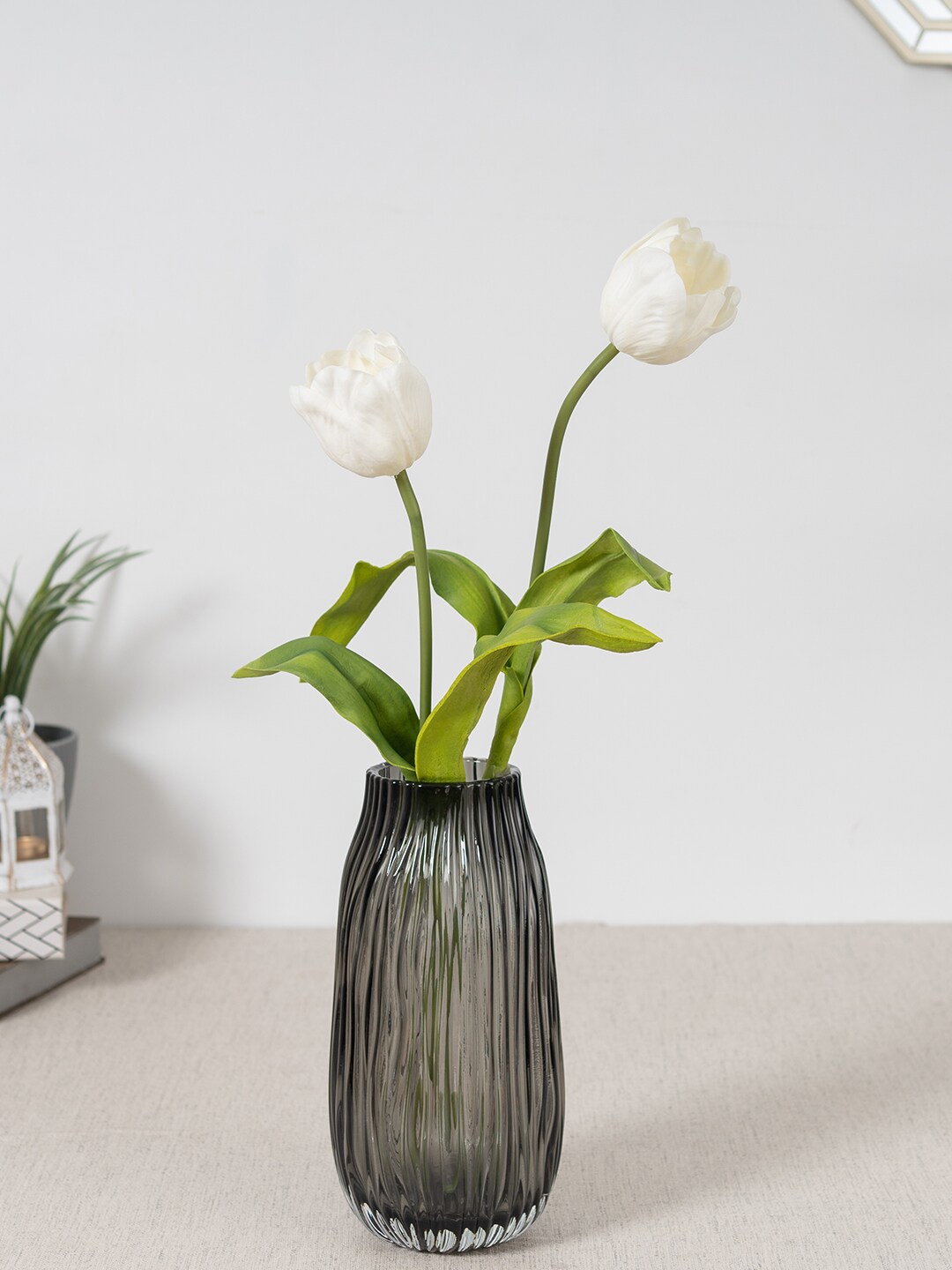 HomeTown White Elora Faux Tulip Artificial Flower