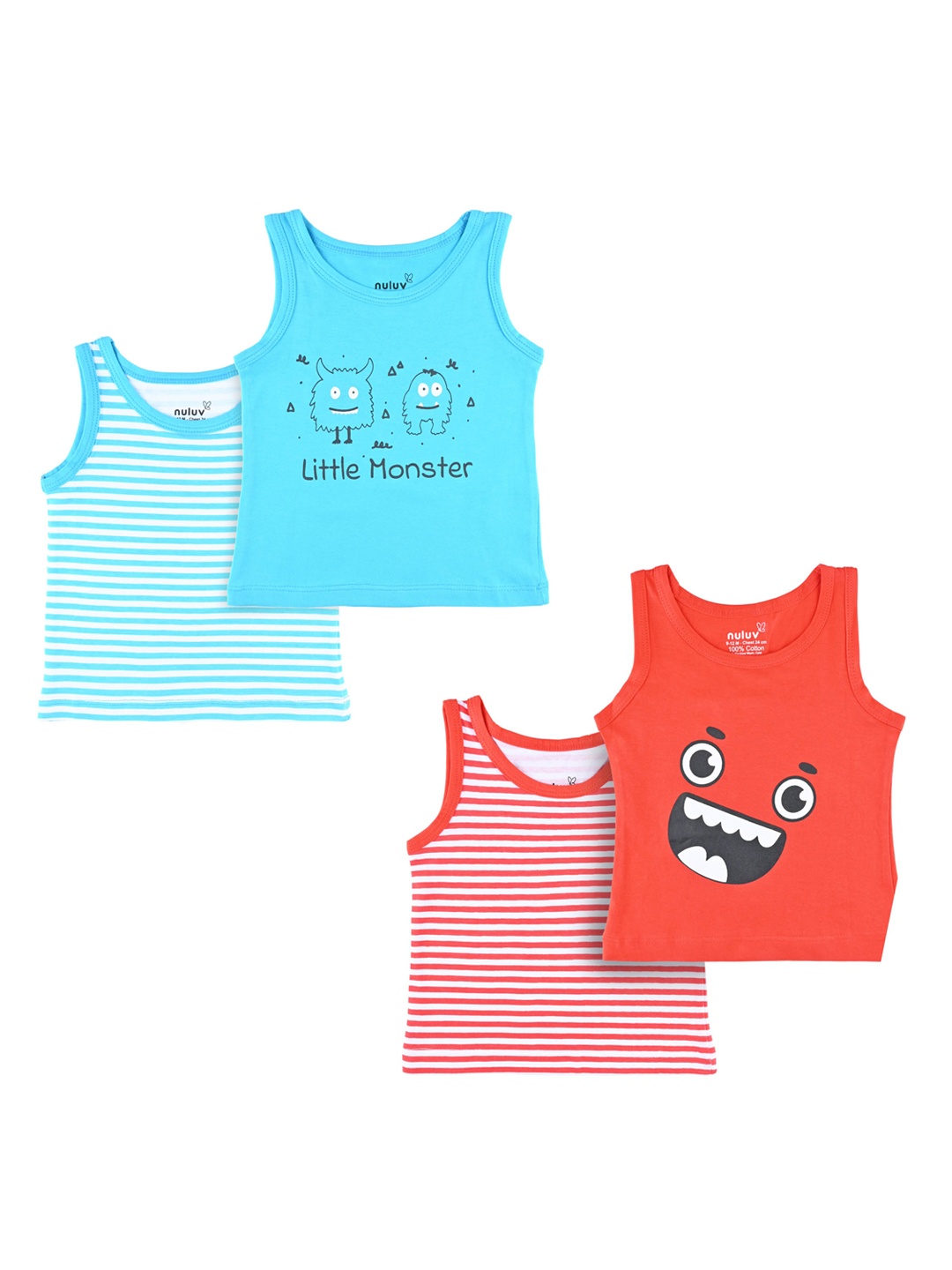 Nuluv Boys Pack Of 4 Printed & Striped Pure Cotton Single Jersey Innerwear Vests, Multi
Nuluv Boys Pack Of 4 Printed & Striped Pure Cotton Single Jersey Innerwear Vests, Multi