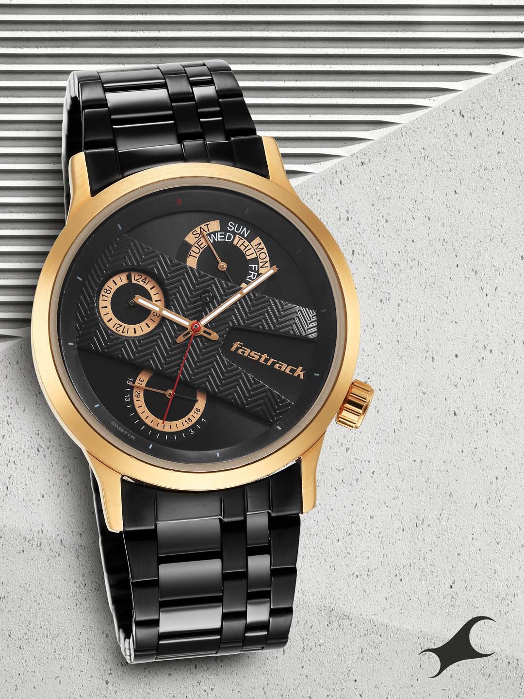 Fastrack Men Brass Printed Dial & Stainless Steel Bracelet Style Straps Analogue Watch 3281KM01, Black
Fastrack Men Brass Printed Dial & Stainless Steel Bracelet Style Straps Analogue Watch 3281KM01, Black
