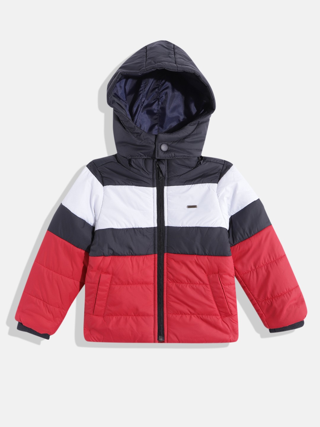Allen Solly Junior Boys Red & Navy Blue Colourblocked Detachable Hooded Padded Jacket
Allen Solly Junior Boys Red & Navy Blue Colourblocked Detachable Hooded Padded Jacket