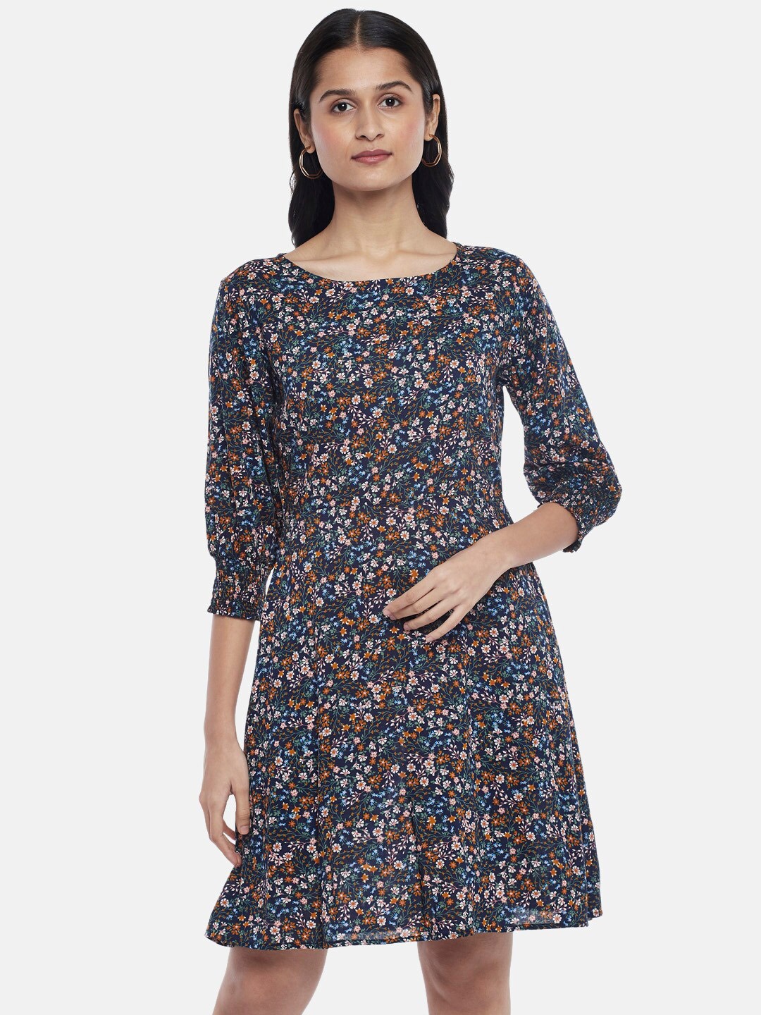 People Navy Blue Floral Dress