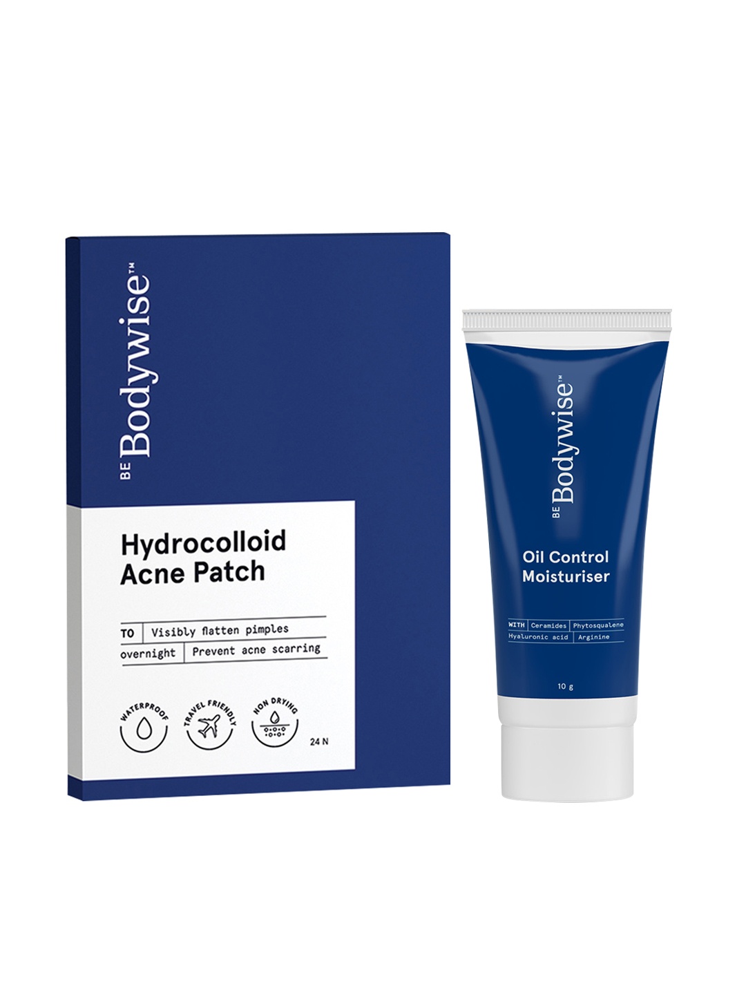 Be Bodywise Set of Oil Control Face Moisturiser 50g & Hydrocolloid Acne Patches 24Pcs, Blue
Be Bodywise Set of Oil Control Face Moisturiser 50g & Hydrocolloid Acne Patches 24Pcs, Blue