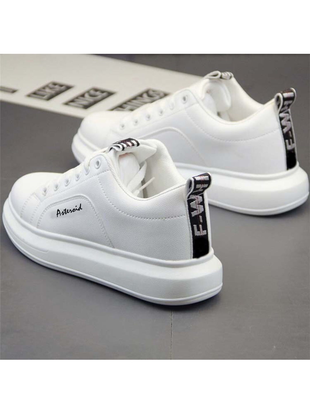 ASTEROID Men White Textured PU Driving Shoes