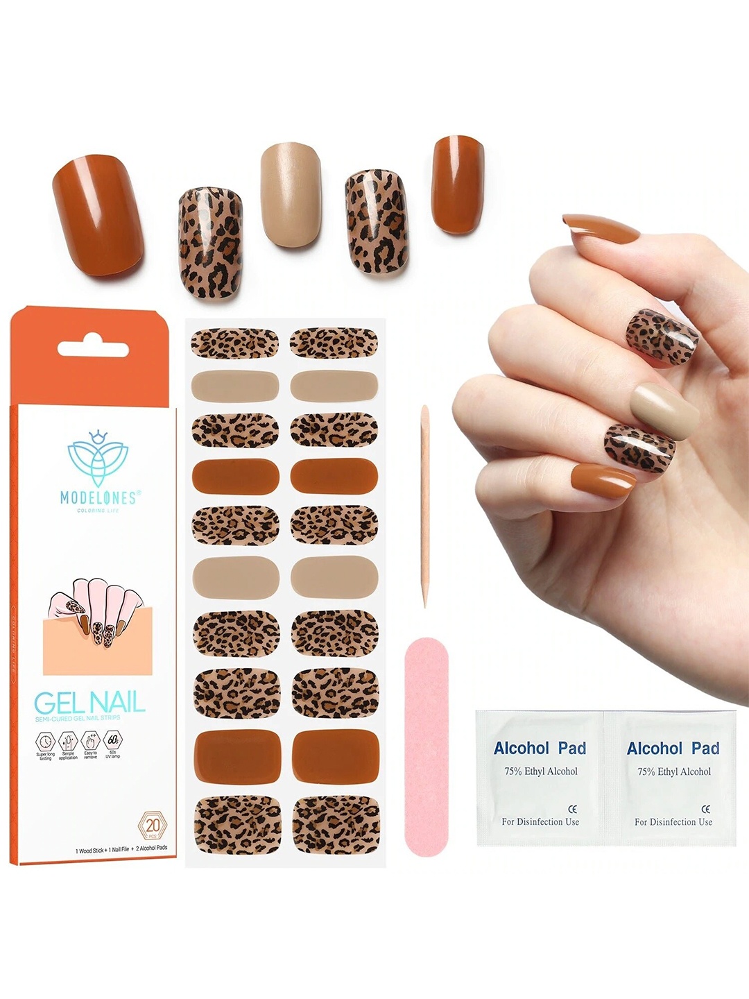 Modelones Semi-Cured Gel Nail Strips Nail Sticker Wood Stick Nail File - Brown Leopard 20 Stickers, Multi
Modelones Semi-Cured Gel Nail Strips Nail Sticker Wood Stick Nail File - Brown Leopard 20 Stickers, Multi