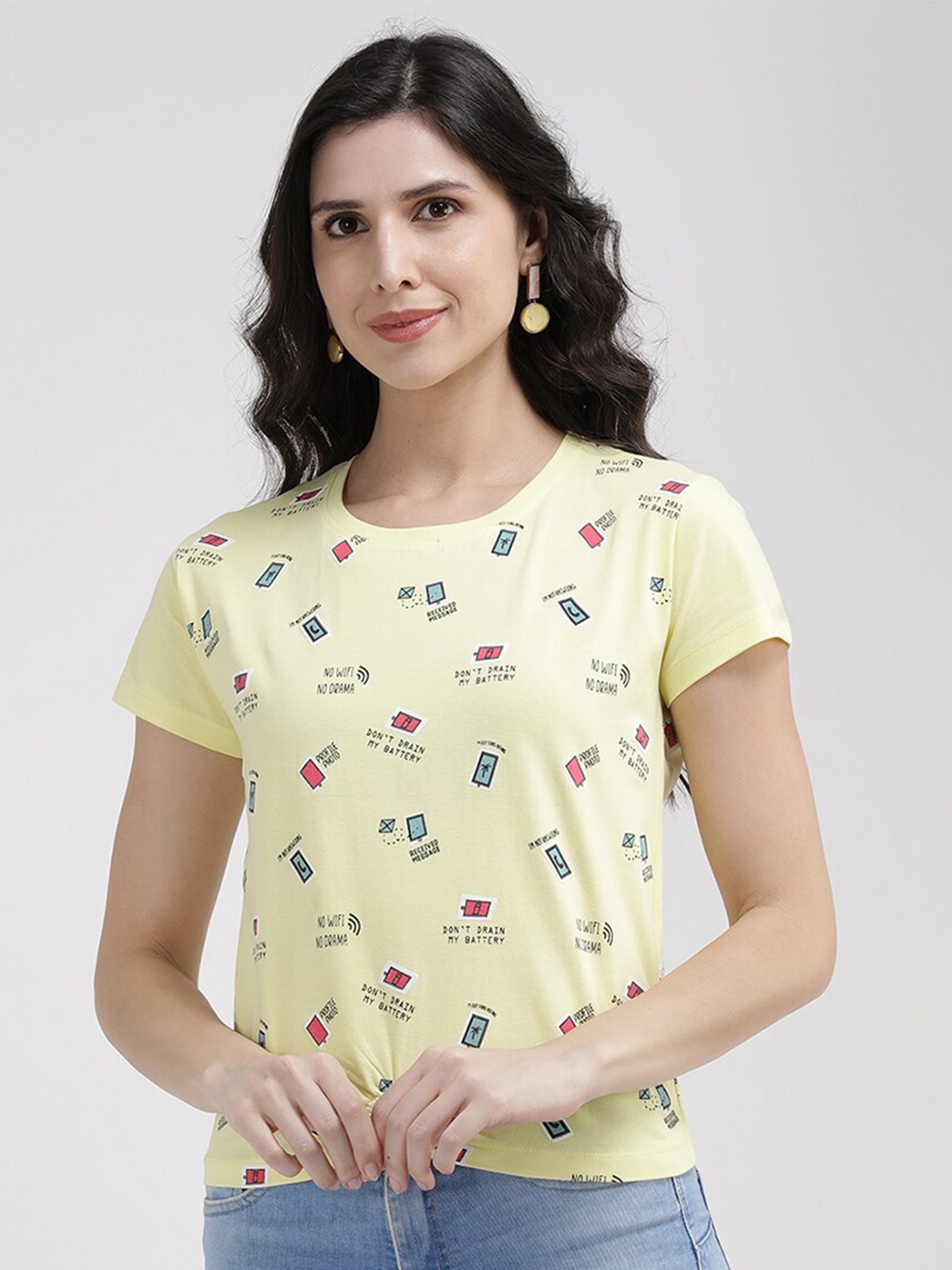 V2 Value & Variety Yellow Print Top