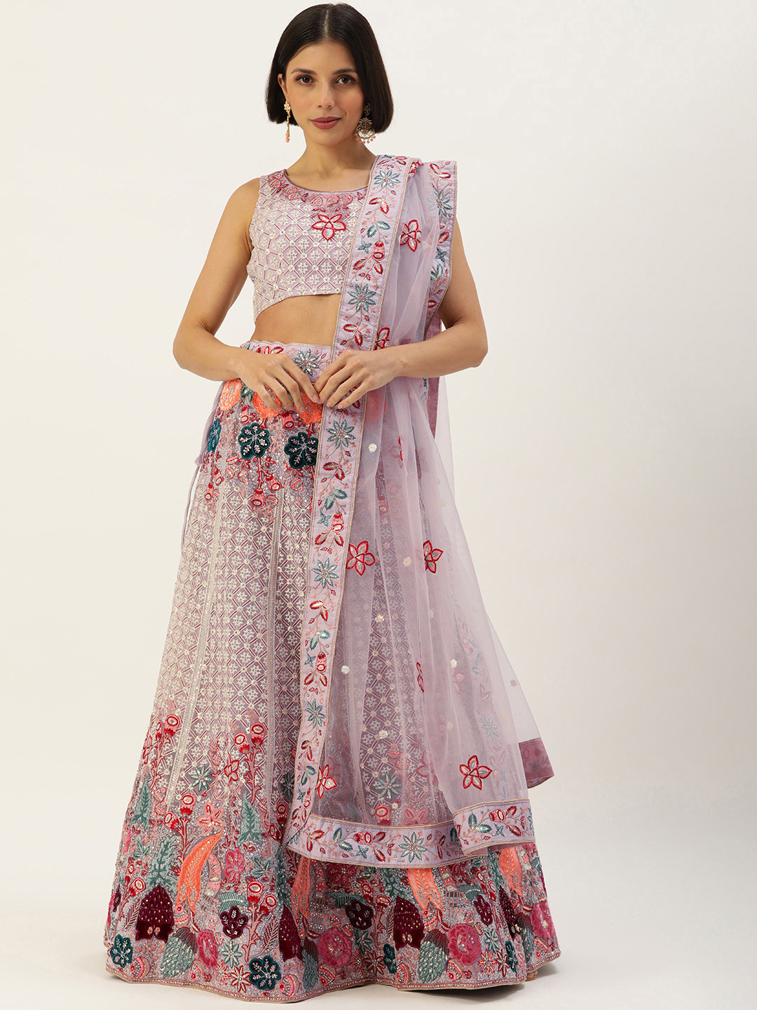 panchhi Mauve & Blue Embroidered Sequinned Semi-Stitched Lehenga & Unstitched Blouse With Dupatta
panchhi Mauve & Blue Embroidered Sequinned Semi-Stitched Lehenga & Unstitched Blouse With Dupatta