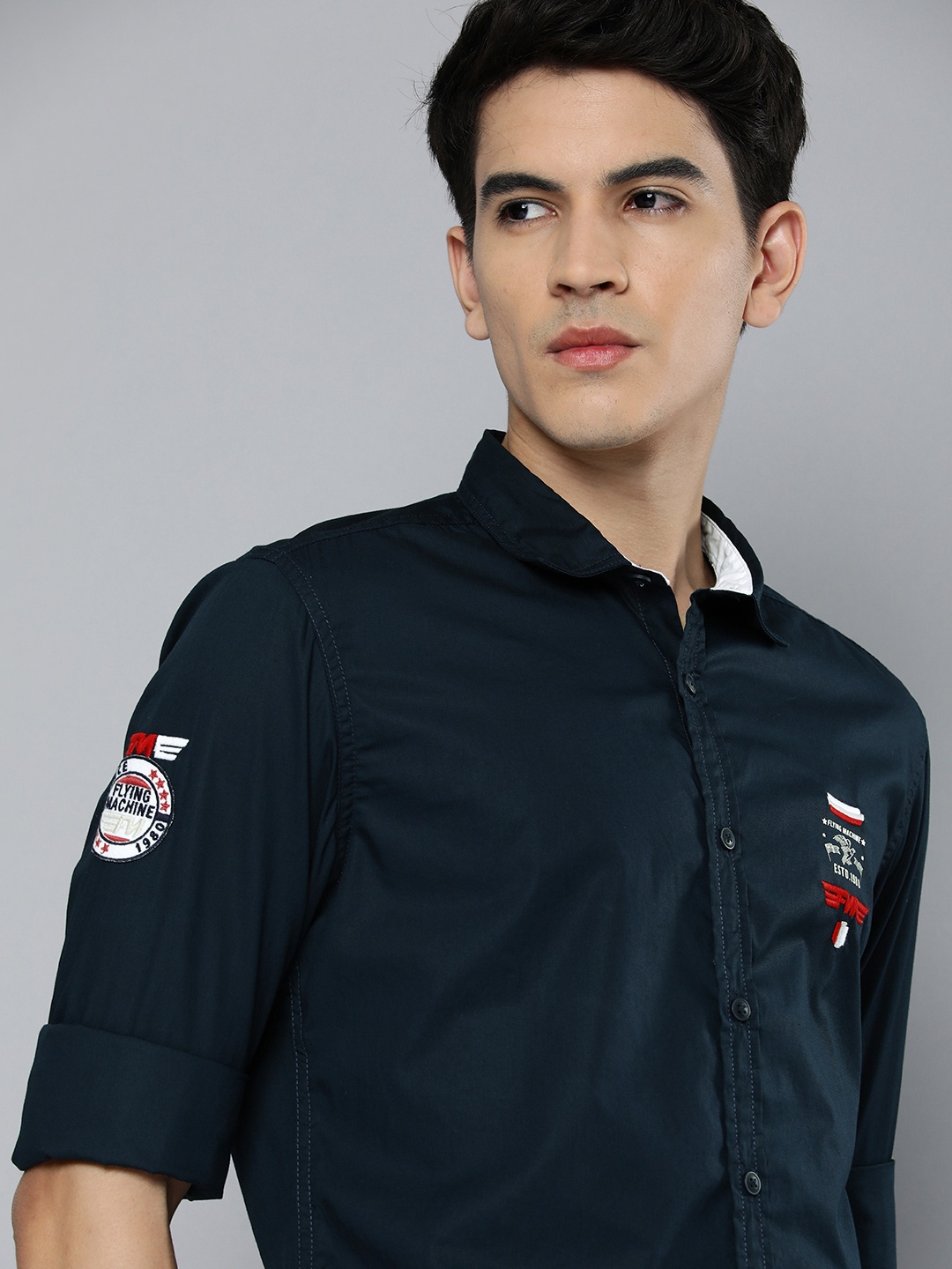 Flying Machine Men Navy Blue Slim Fit Brand Logo Printed Applique Pure Cotton Casual Shirt
Flying Machine Men Navy Blue Slim Fit Brand Logo Printed Applique Pure Cotton Casual Shirt