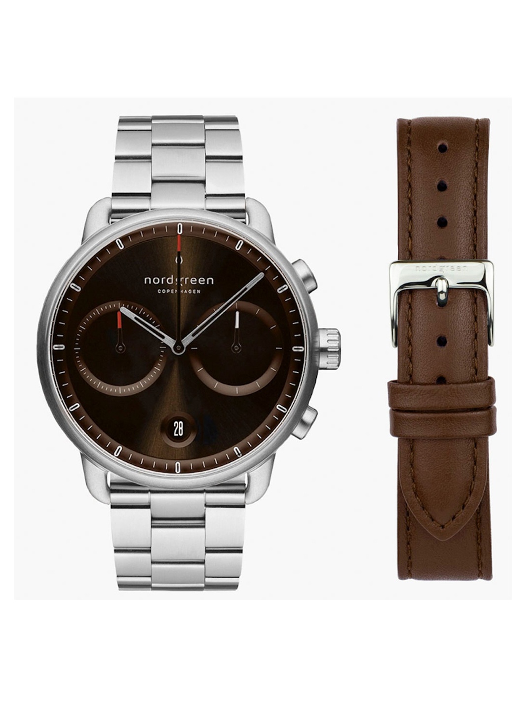 Nordgreen Men Brown Embellished Dial & Stainless Steel Bracelet Style Straps Analogue Watch, Silver
Nordgreen Men Brown Embellished Dial & Stainless Steel Bracelet Style Straps Analogue Watch, Silver