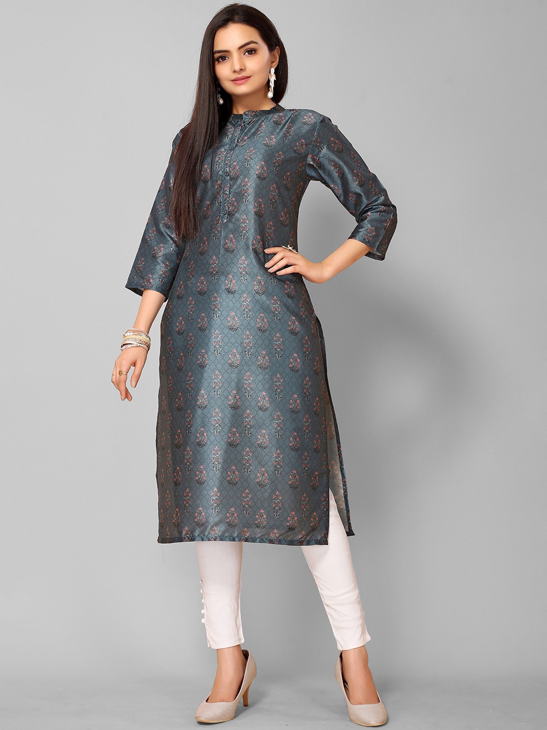 KALINI Women Blue & shale Ethnic Motifs Printed Thread Work Floral Chanderi Silk Kurta
KALINI Women Blue & shale Ethnic Motifs Printed Thread Work Floral Chanderi Silk Kurta