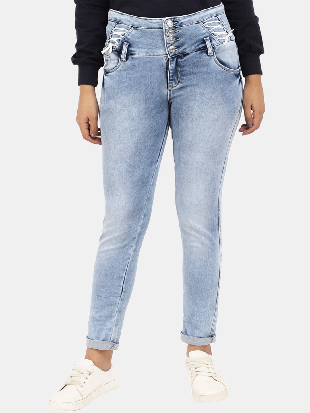V-Mart Women Blue Heavy Fade Jeans