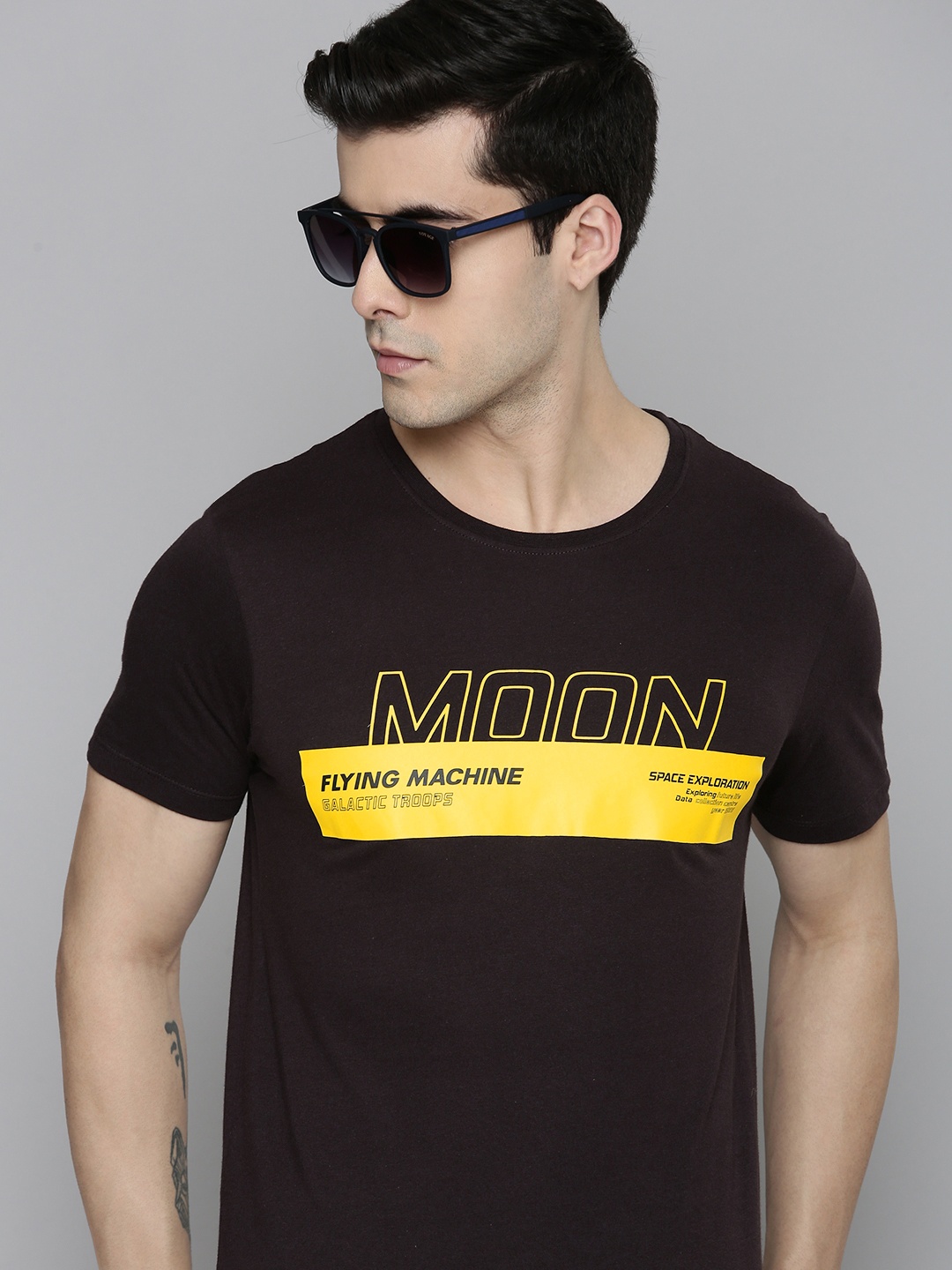 Flying Machine Men Black & Yellow Brand Logo Printed Pure Cotton Slim Fit T-shirt
Flying Machine Men Black & Yellow Brand Logo Printed Pure Cotton Slim Fit T-shirt