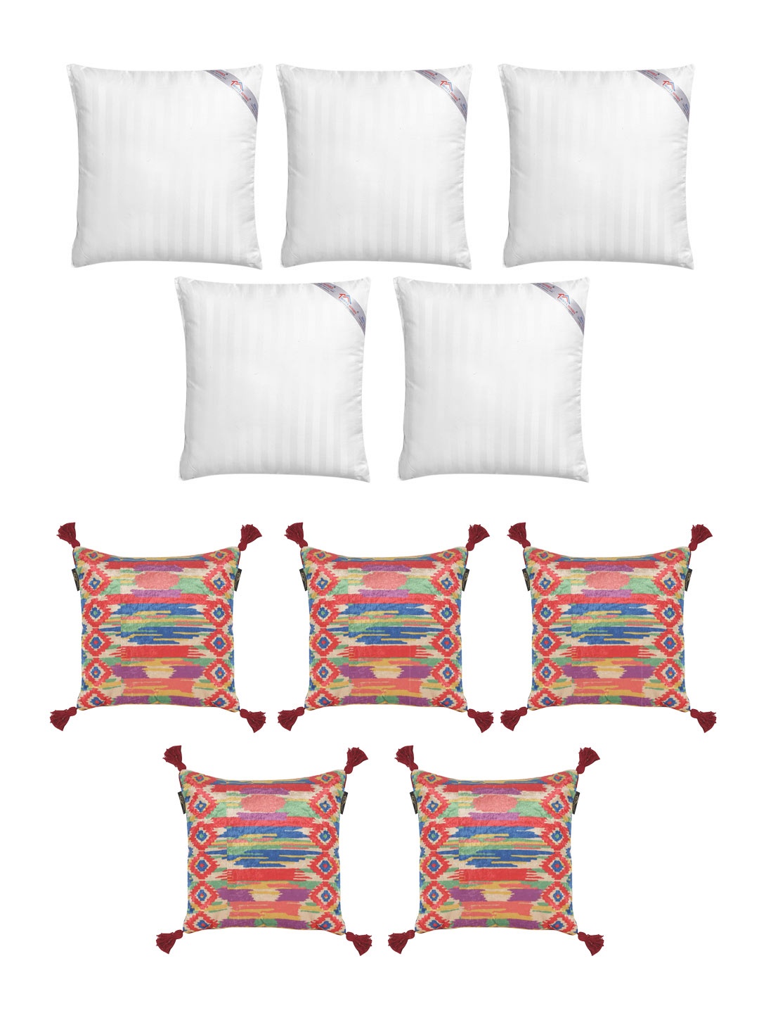 HOSTA HOMES Set Of 5 Striped Cushions & 5 Geometric Velvet Square Cushion Covers, Orange
HOSTA HOMES Set Of 5 Striped Cushions & 5 Geometric Velvet Square Cushion Covers, Orange