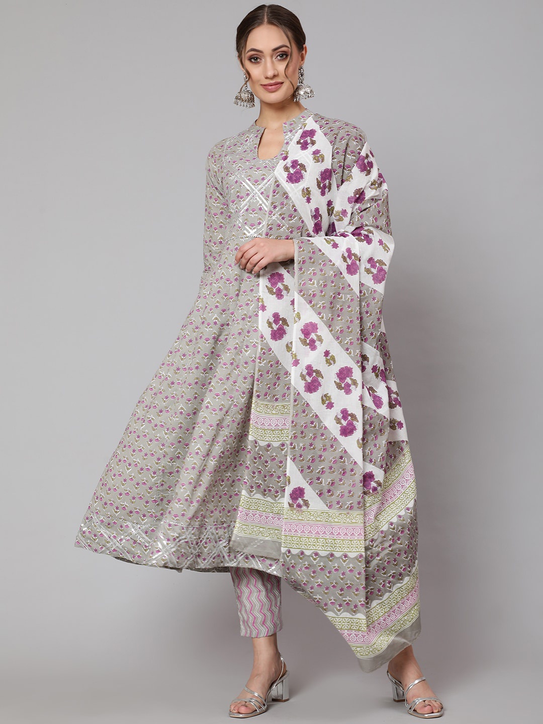 THE NKS PLUS Women Grey Floral Embroidered Empire Pure Cotton Kurti with Trousers & With Dupatta
THE NKS PLUS Women Grey Floral Embroidered Empire Pure Cotton Kurti with Trousers & With Dupatta