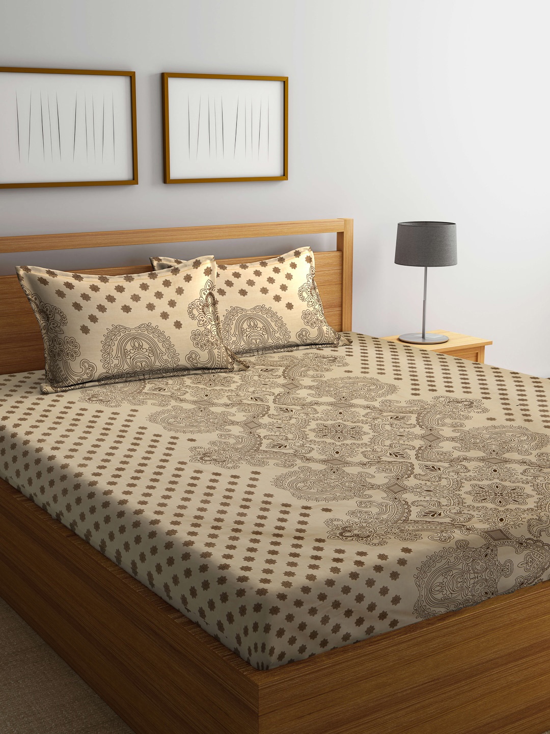 BOMBAY DYEING Unisex Beige Bedsheets