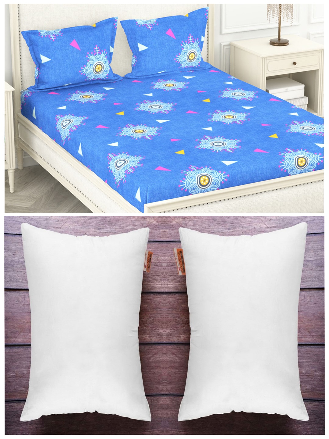 BIANCA Set of 210 TC 1 King Bedsheet with 2 Pillow Covers & 2 Orthopedic Pillows, White
BIANCA Set of 210 TC 1 King Bedsheet with 2 Pillow Covers & 2 Orthopedic Pillows, White