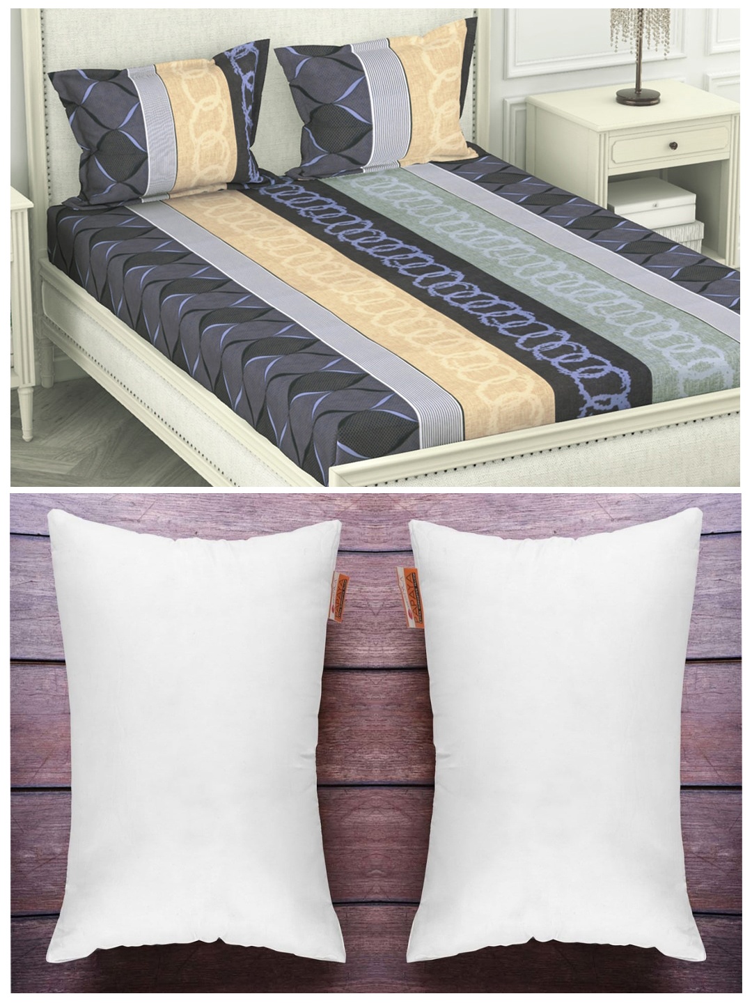 BIANCA Set of 210 TC 1 King Bedsheet with 2 Pillow Covers & 2 Orthopedic Pillows, White
BIANCA Set of 210 TC 1 King Bedsheet with 2 Pillow Covers & 2 Orthopedic Pillows, White