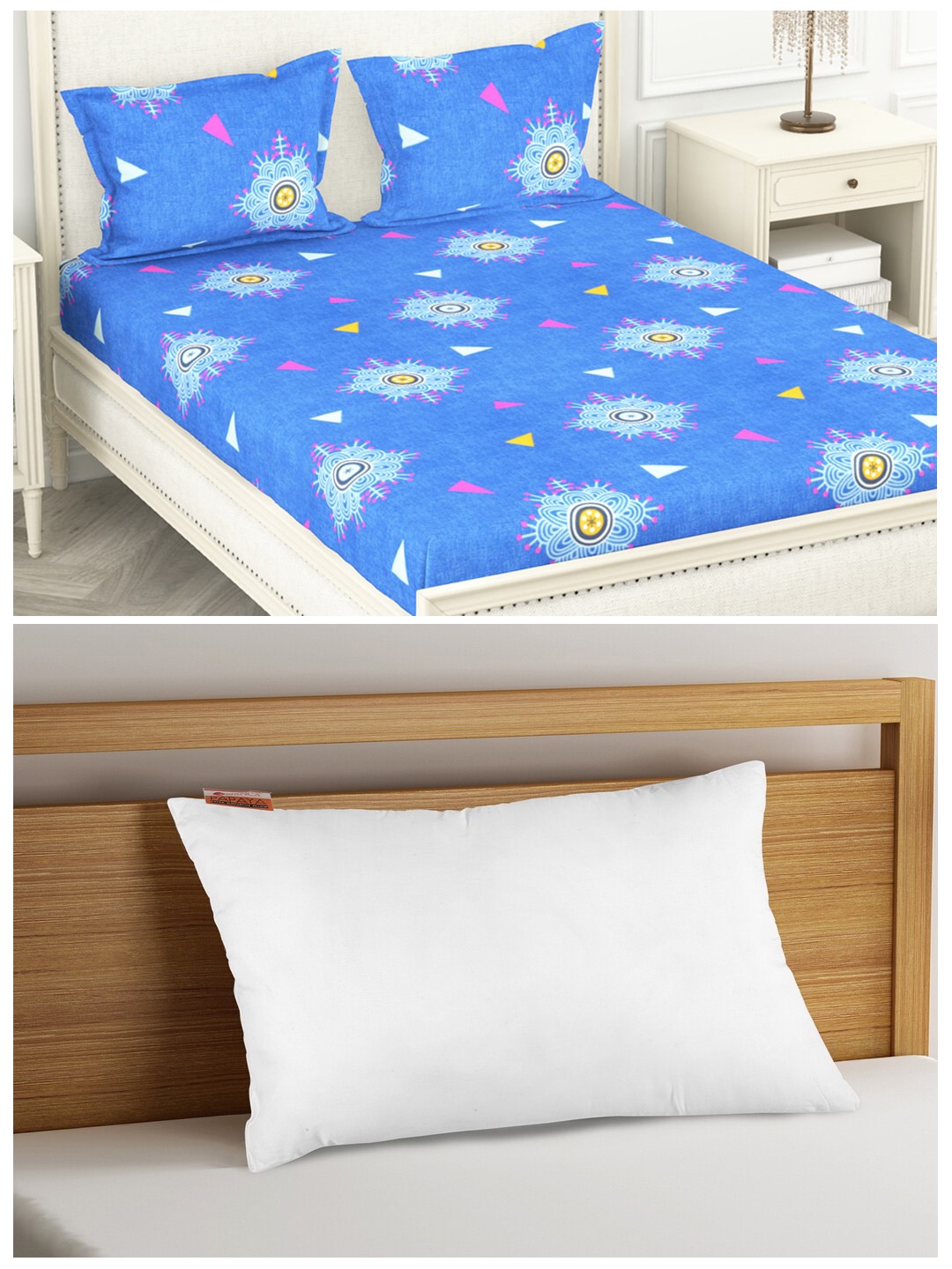 BIANCA White Orthopedic Pillow with 210 TC Polyester King Bedsheet and Pillow Covers Set
BIANCA White Orthopedic Pillow with 210 TC Polyester King Bedsheet and Pillow Covers Set