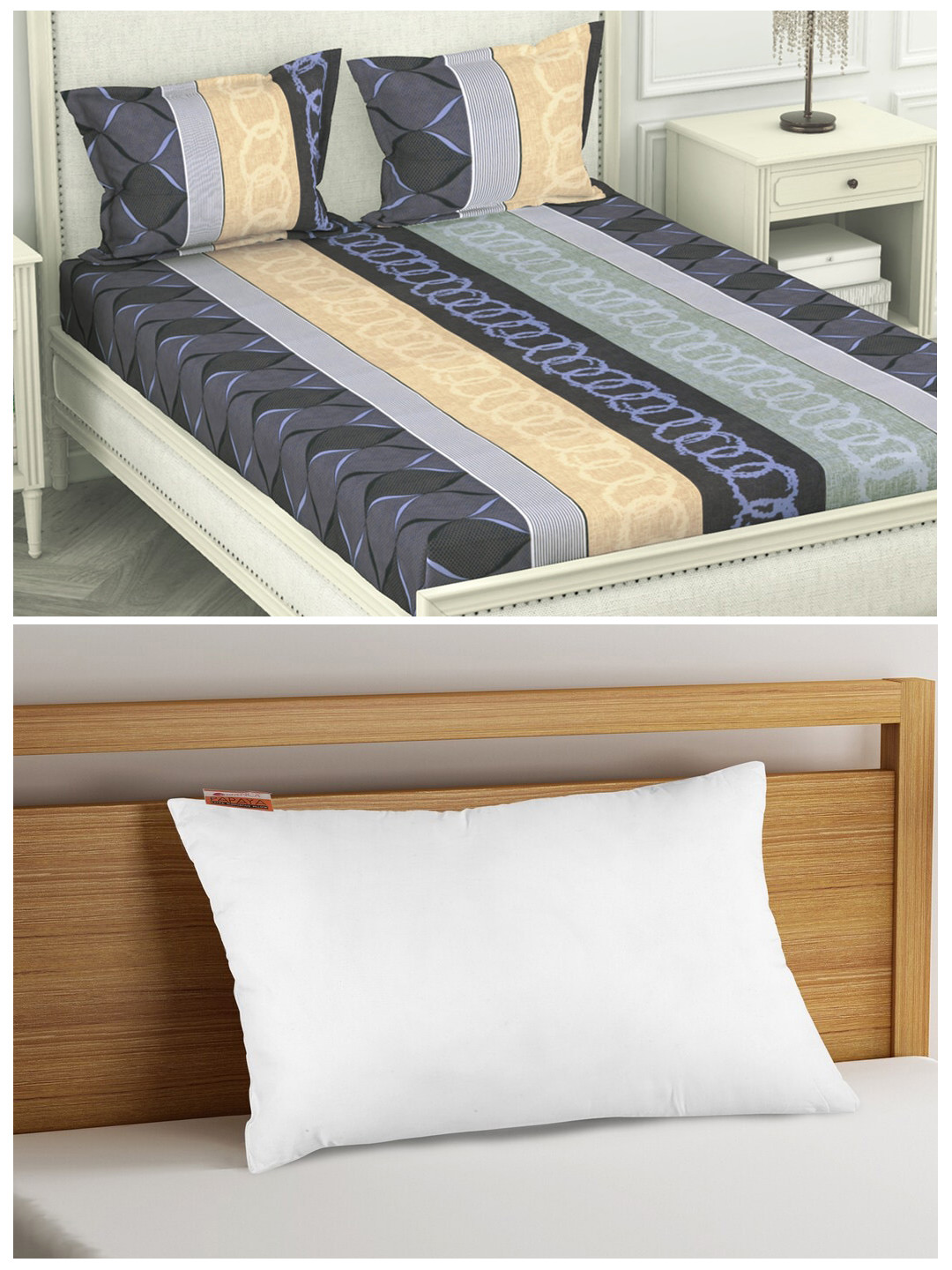BIANCA White Orthopedic Pillow with 210 TC Polyester King Bedsheet and Pillow Covers Set
BIANCA White Orthopedic Pillow with 210 TC Polyester King Bedsheet and Pillow Covers Set