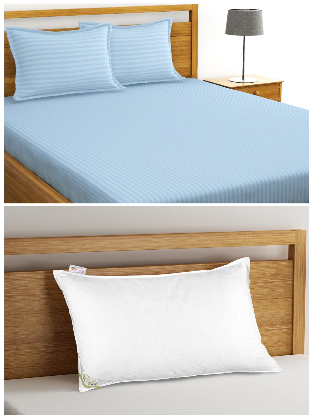BIANCA Orthopedic Pillow and 210 TC Striped King-Size Double Bedsheet with 2 Pillow Covers, Blue
BIANCA Orthopedic Pillow and 210 TC Striped King-Size Double Bedsheet with 2 Pillow Covers, Blue