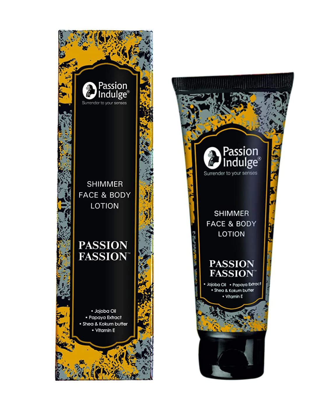 Passion Indulge Passion Fassion Shimmer Face & Body Lotion with Jojoba Oil & Papaya - 100g, Black
Passion Indulge Passion Fassion Shimmer Face & Body Lotion with Jojoba Oil & Papaya - 100g, Black