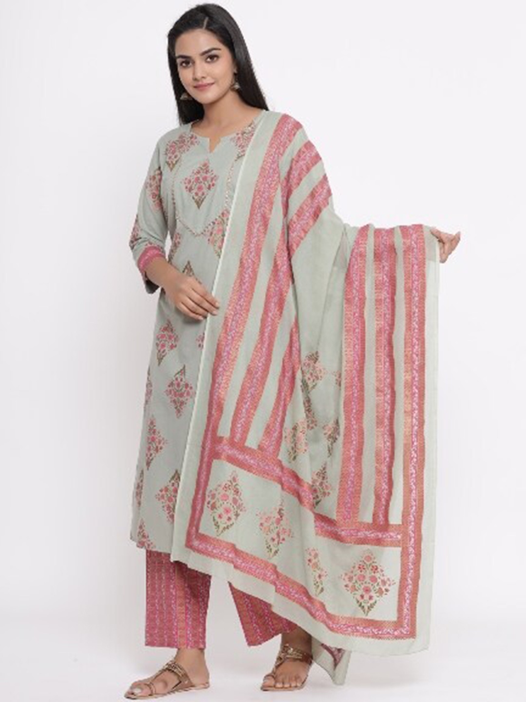 mirari Women Peach-Coloured Ethnic Motifs Striped Pleated Pure Cotton Kurti with Palazzos & With Dupatta
mirari Women Peach-Coloured Ethnic Motifs Striped Pleated Pure Cotton Kurti with Palazzos & With Dupatta