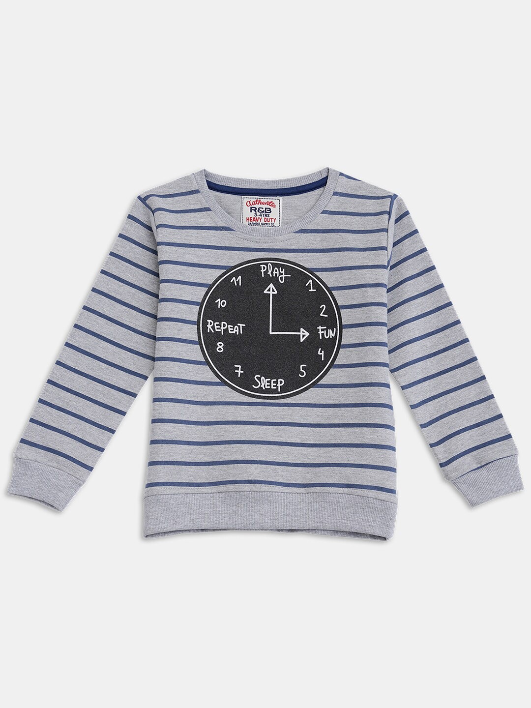 R&B Boys Grey Striped Sweatshirt