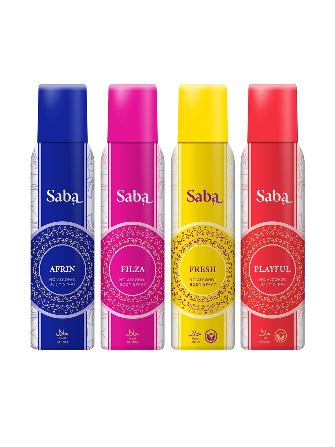 Saba Women Set of Afrin, Filza, Playful & Fresh No Alcohol Body Spray - 150 ml Each, Blue
Saba Women Set of Afrin, Filza, Playful & Fresh No Alcohol Body Spray - 150 ml Each, Blue