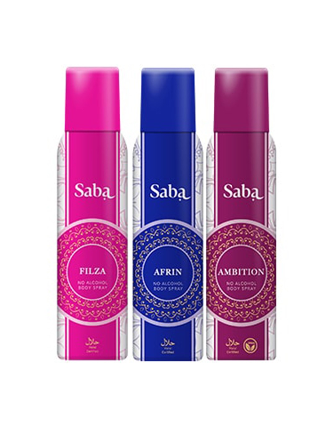 Saba Women Set of Afrin, Filza & Ambition No Alcohol Deodorant Body Spray - 150 ml Each, Pink
Saba Women Set of Afrin, Filza & Ambition No Alcohol Deodorant Body Spray - 150 ml Each, Pink