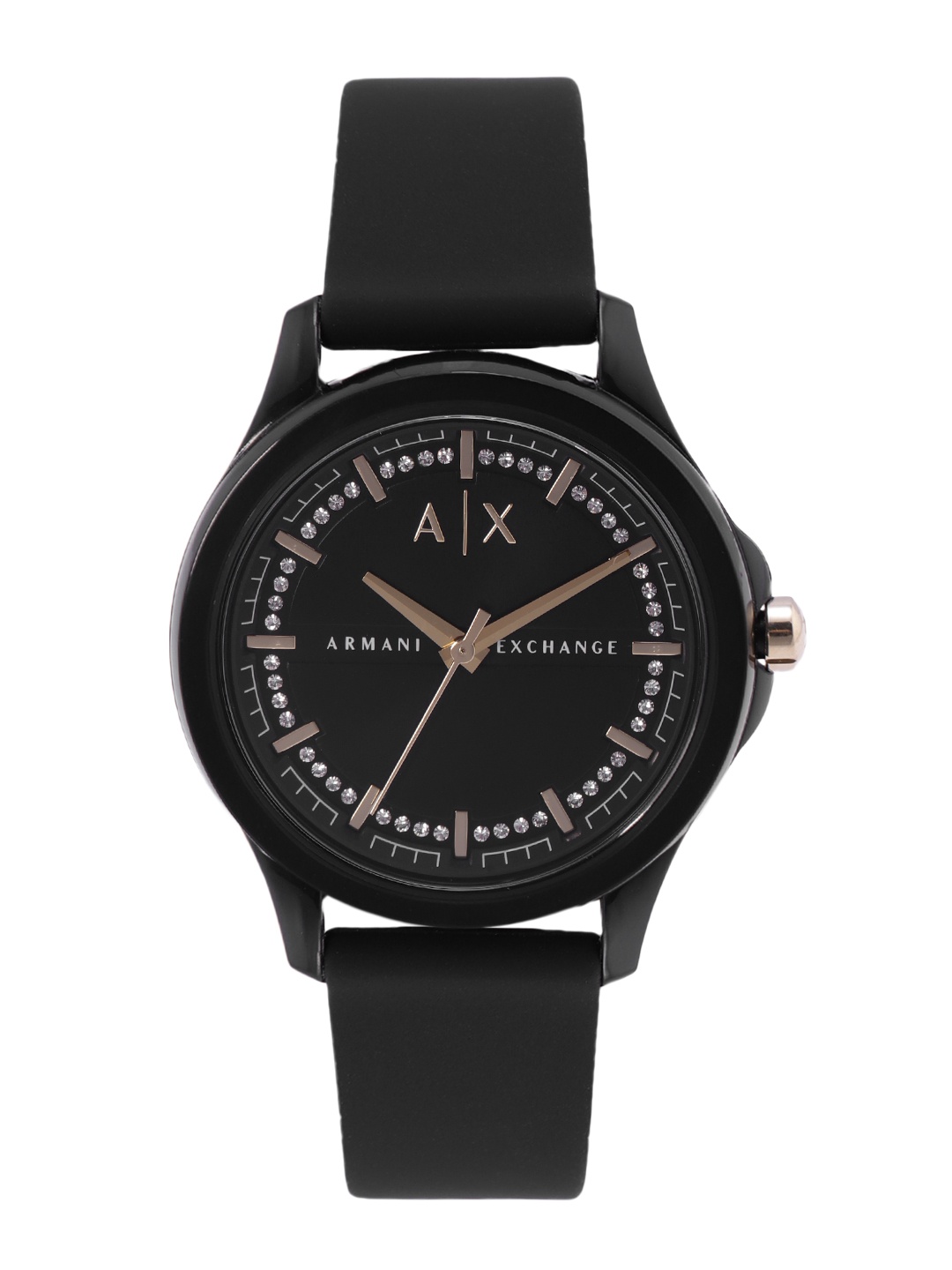 Armani Exchange Women Black Embellished Dial & Straps Lady Hampton Analogue Watch AX5265
Armani Exchange Women Black Embellished Dial & Straps Lady Hampton Analogue Watch AX5265