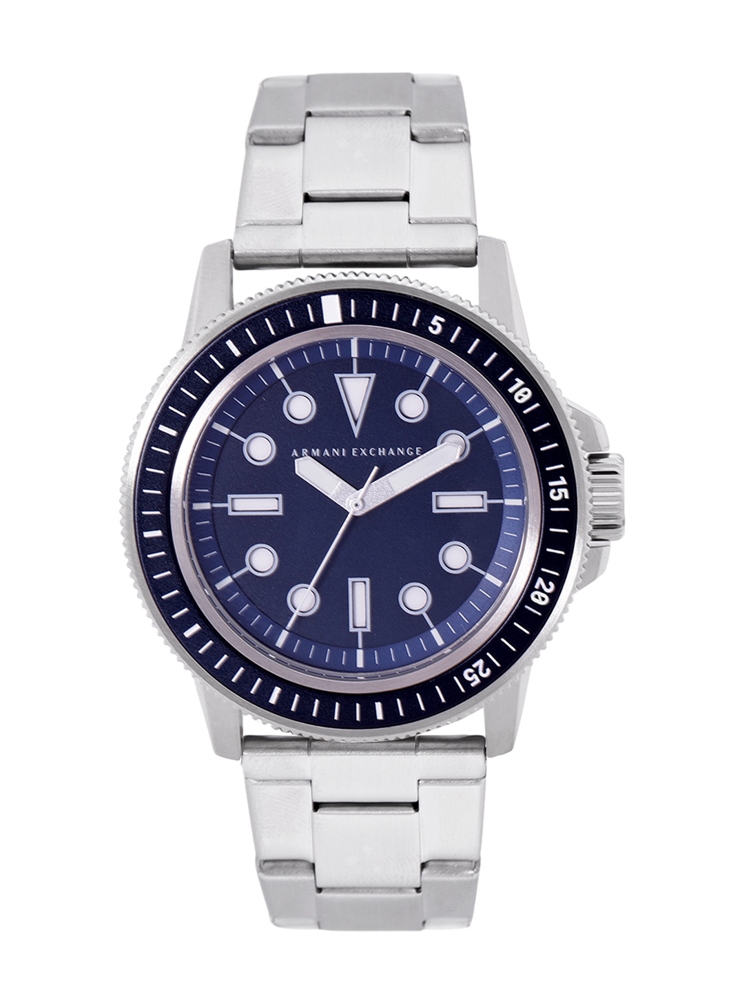 Armani Exchange Men Blue Dial & Silver-Toned Bracelet Style Leonardo Analogue Watch AX1861
Armani Exchange Men Blue Dial & Silver-Toned Bracelet Style Leonardo Analogue Watch AX1861