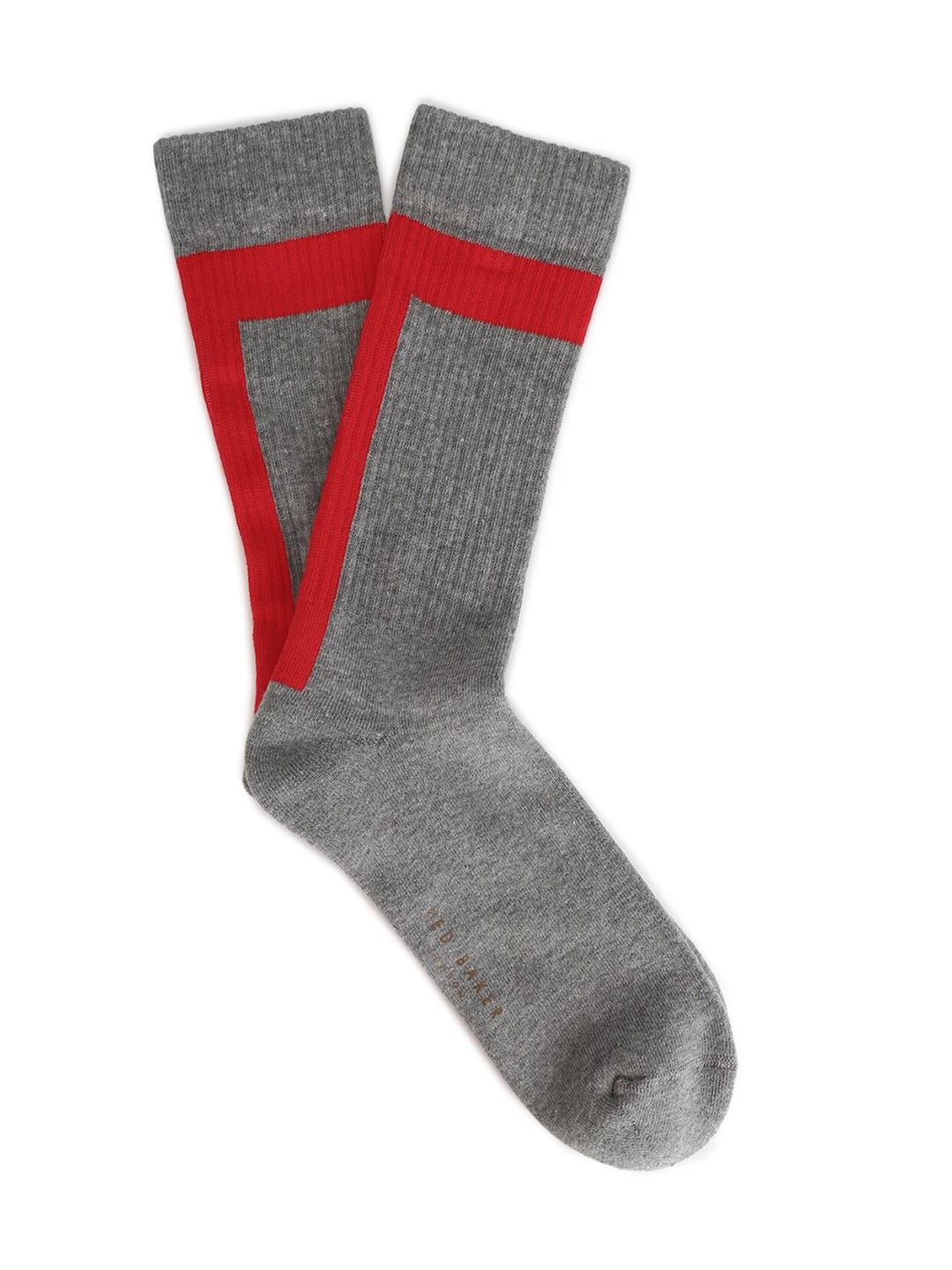 Ted Baker Men Grey & Red Colorblocked Cotton Socks