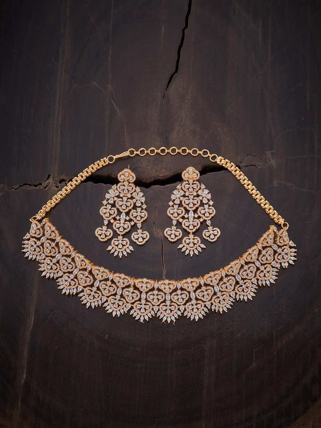 Kushal's Fashion Jewellery Gold-Plated & White Cubic Zirconia Choker Necklace & Earrings
Kushal's Fashion Jewellery Gold-Plated & White Cubic Zirconia Choker Necklace & Earrings