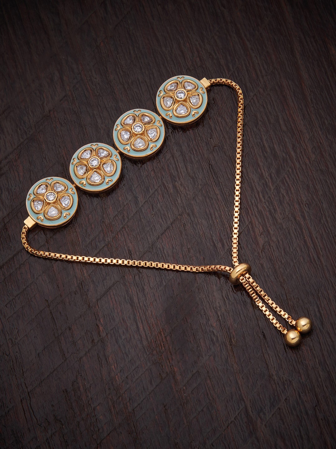 Kushal's Fashion Jewellery Women Gold-Toned & White Kundan Enamelled Gold-Plated Wraparound Bracelet
Kushal's Fashion Jewellery Women Gold-Toned & White Kundan Enamelled Gold-Plated Wraparound Bracelet