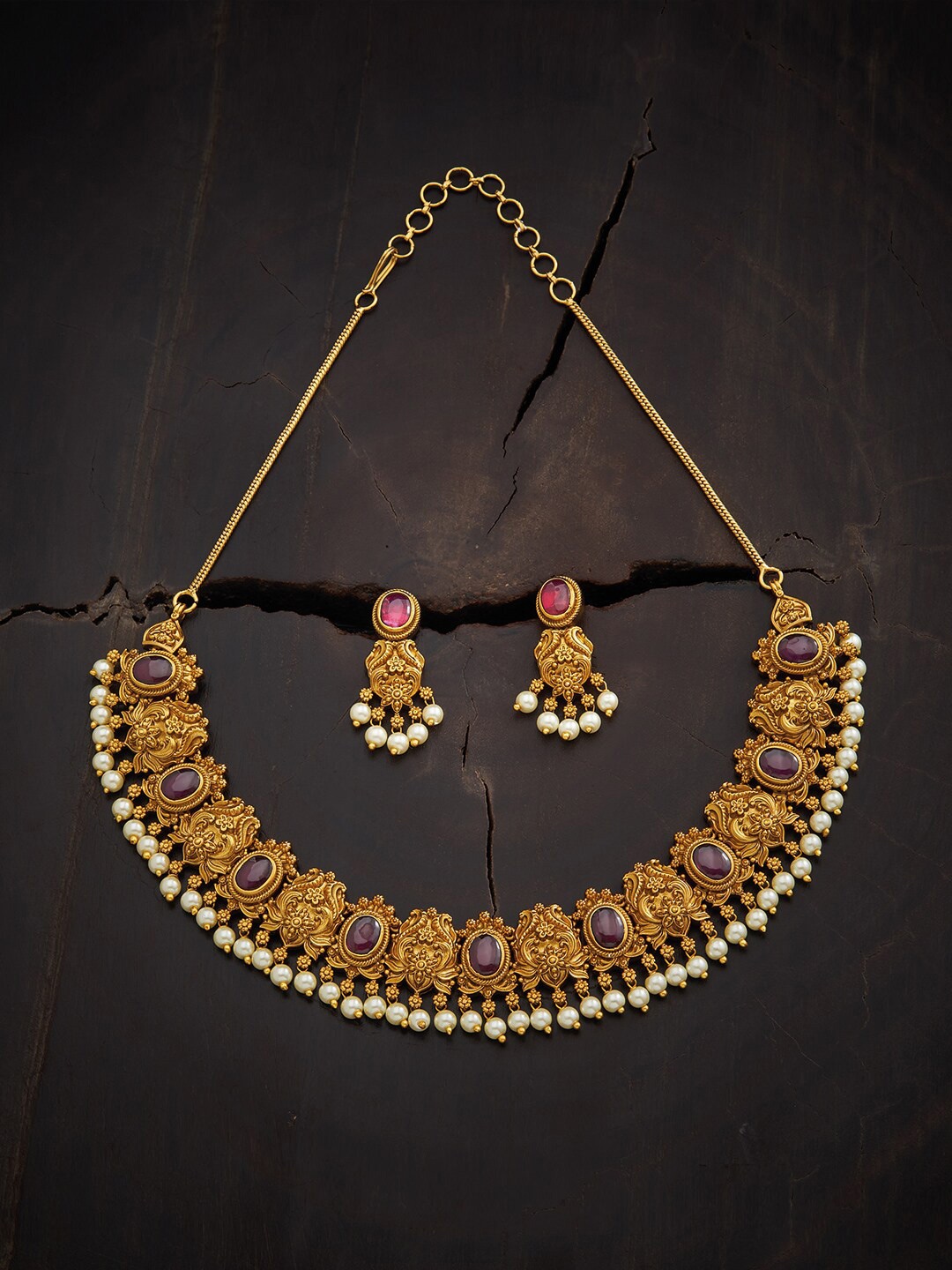 Kushal's Fashion Jewellery Women Gold-Plated Red & White Faux Ruby Studded Jewellery Set
Kushal's Fashion Jewellery Women Gold-Plated Red & White Faux Ruby Studded Jewellery Set