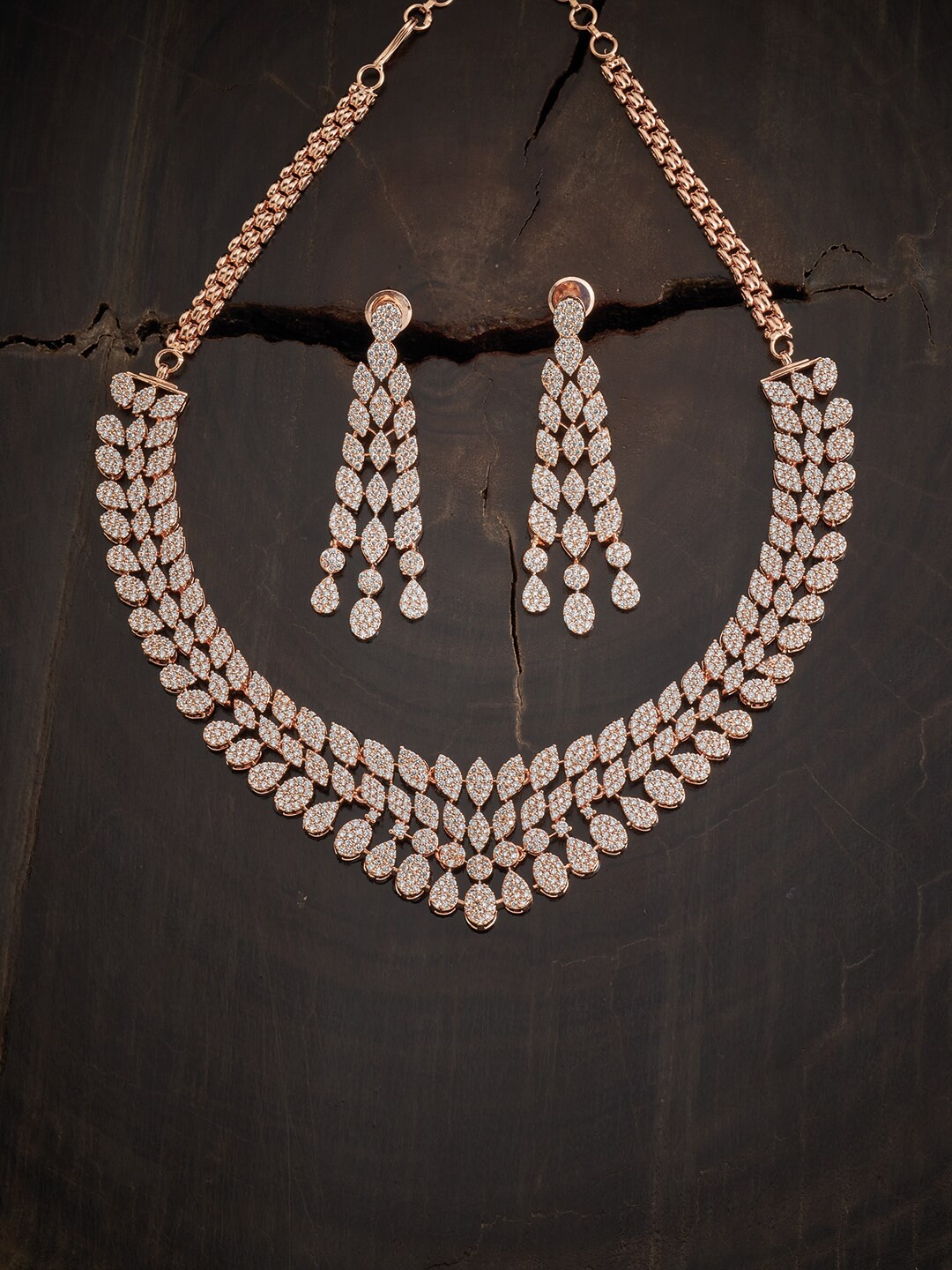 Kushal's Fashion Jewellery Women White Rose Gold-Plated Cubic Zirconia Jewellery Set
Kushal's Fashion Jewellery Women White Rose Gold-Plated Cubic Zirconia Jewellery Set