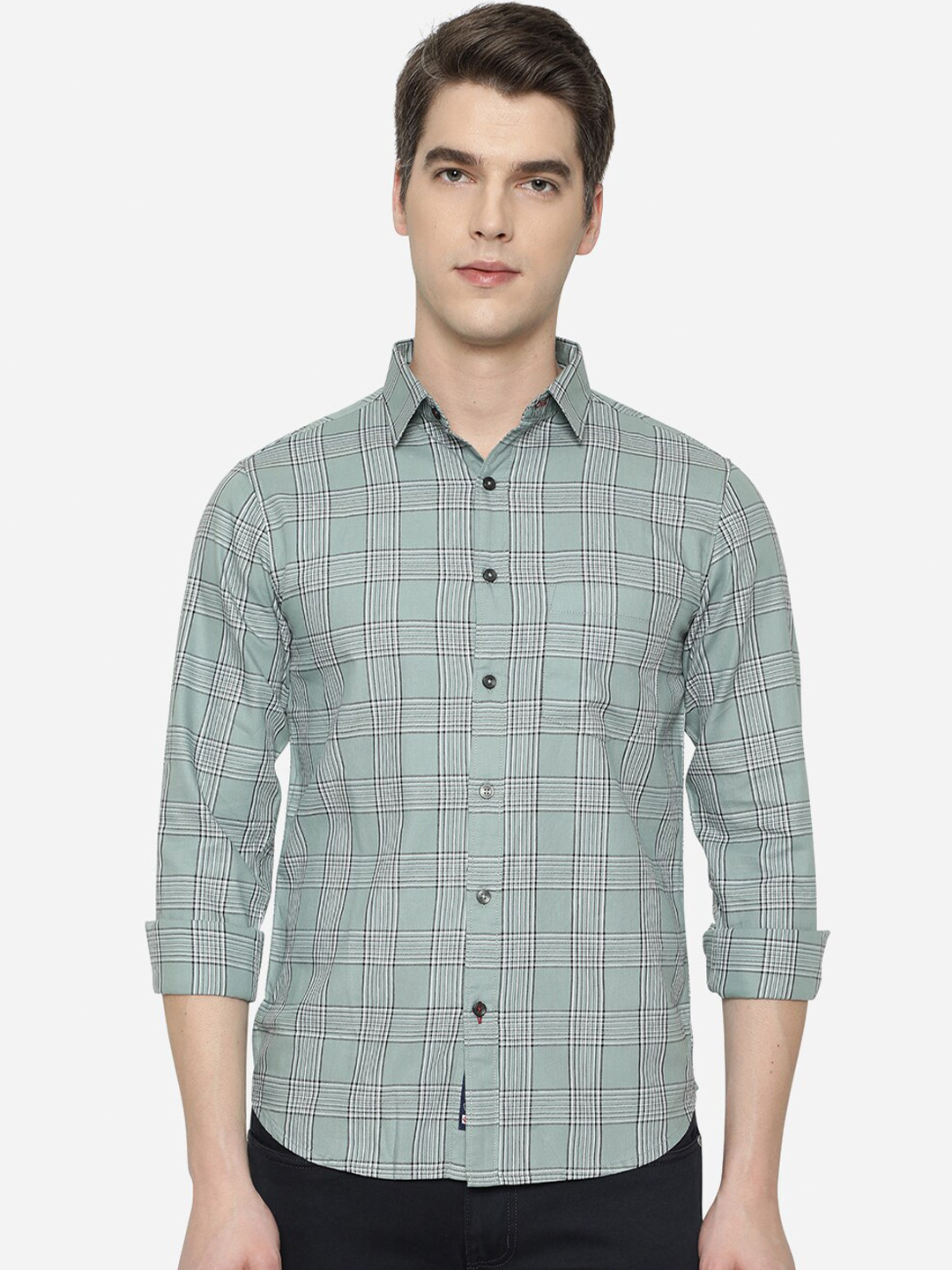 Greenfibre Men Green Slim Fit Checked Casual Shirt 
Greenfibre Men Green Slim Fit Checked Casual Shirt