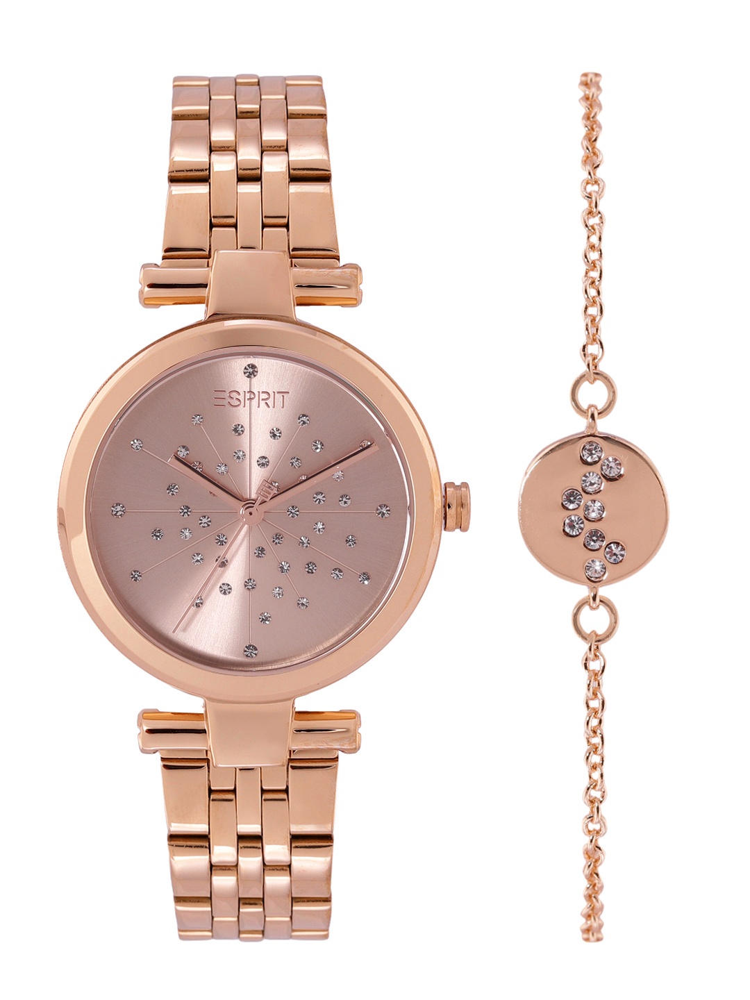 ESPRIT Women Rose Gold-Toned Dial & Rose Gold Toned Analogue Watch & Bracelet ES1L378M0045
ESPRIT Women Rose Gold-Toned Dial & Rose Gold Toned Analogue Watch & Bracelet ES1L378M0045