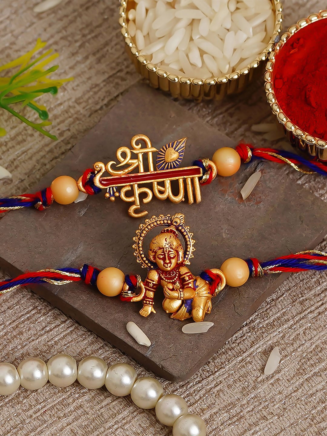 eCraftIndia Multicoloured Pack of 2 Krishna Religious Rakhis and Roli Chawal, Multi
eCraftIndia Multicoloured Pack of 2 Krishna Religious Rakhis and Roli Chawal, Multi