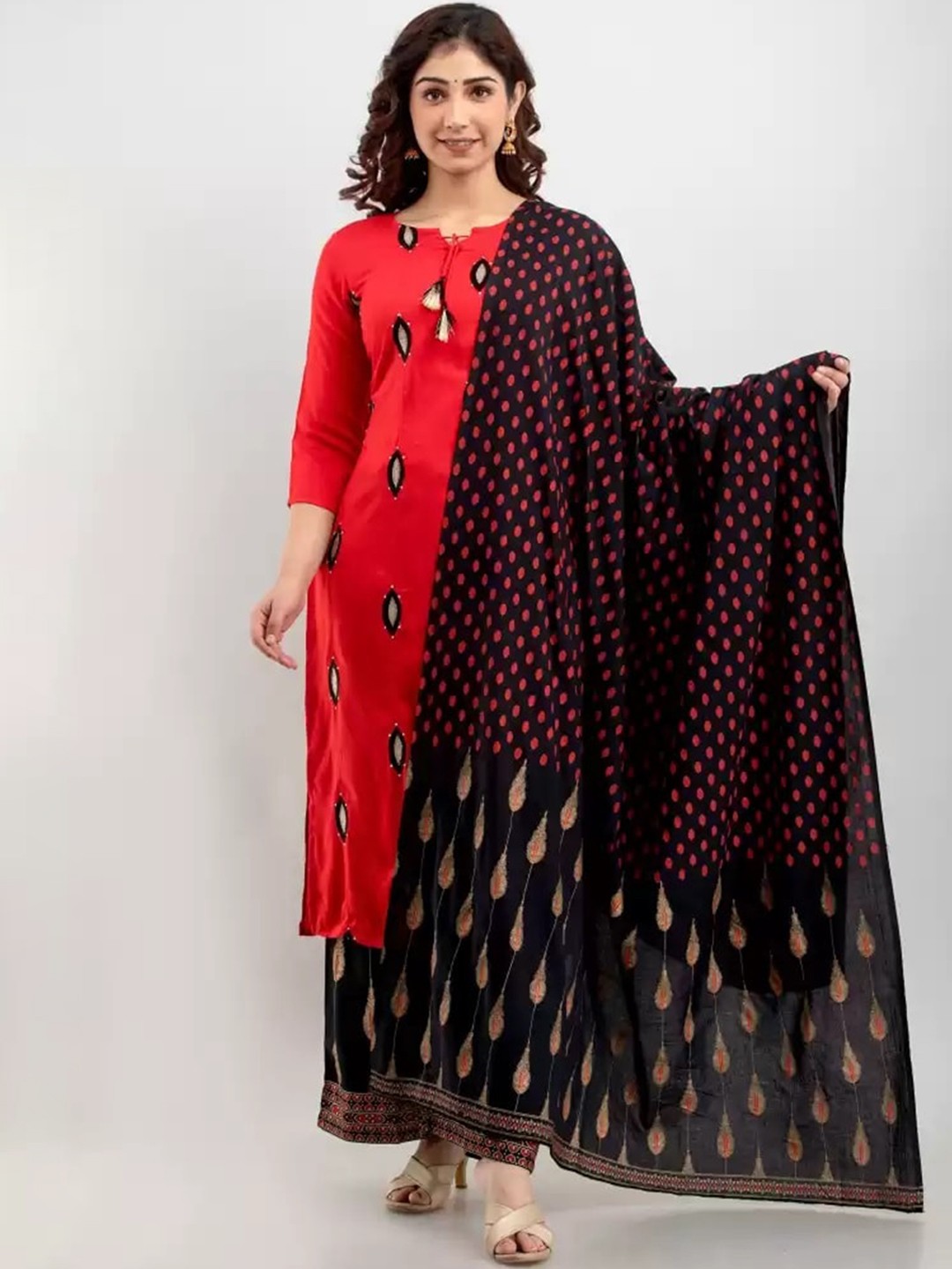 Meeranshi Women Red Ethnic Motifs Embroidered Panelled Thread Work Kurti with Skirt & With Dupatta
Meeranshi Women Red Ethnic Motifs Embroidered Panelled Thread Work Kurti with Skirt & With Dupatta
