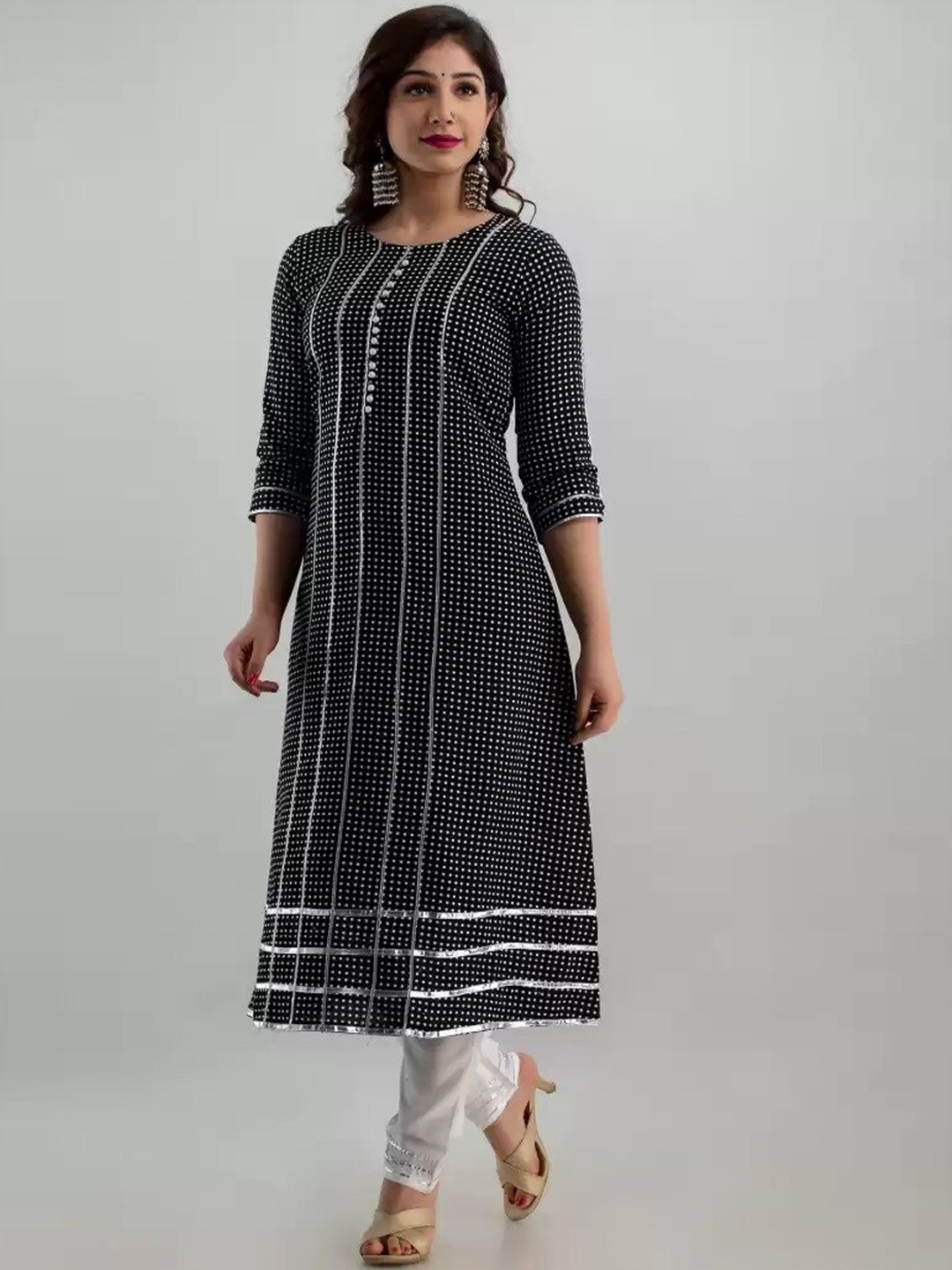 Meeranshi Women Black Embroidered Panelled Gotta Patti Kurti with Churidar & With Dupatta
Meeranshi Women Black Embroidered Panelled Gotta Patti Kurti with Churidar & With Dupatta