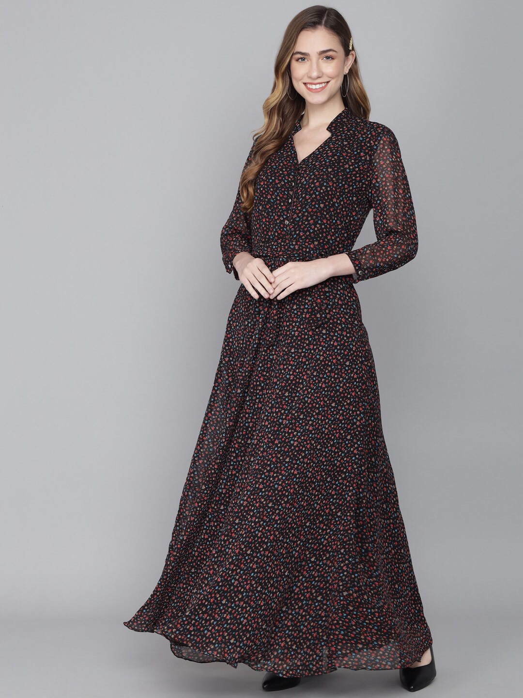 Rudraaksha Creations Multicoloured & gull gray Floral Tie-Up Neck Georgette Maxi Dress, Multi
Rudraaksha Creations Multicoloured & gull gray Floral Tie-Up Neck Georgette Maxi Dress, Multi