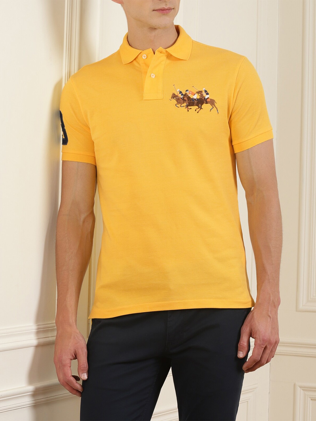 Polo Ralph Lauren Men Yellow Polo Collar Applique T-shirt