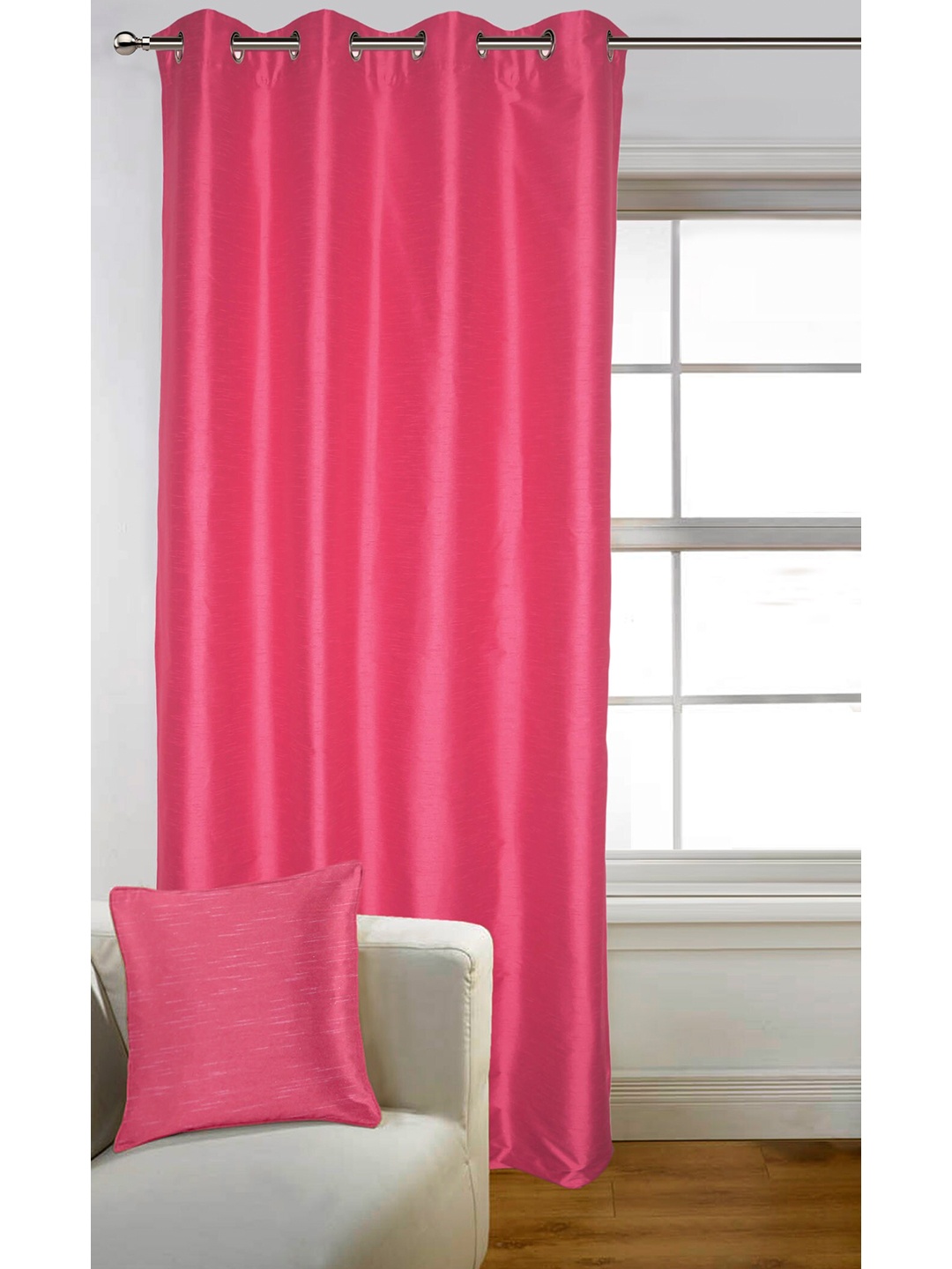 Lushomes Pink & White Room Darkening Door Curtain