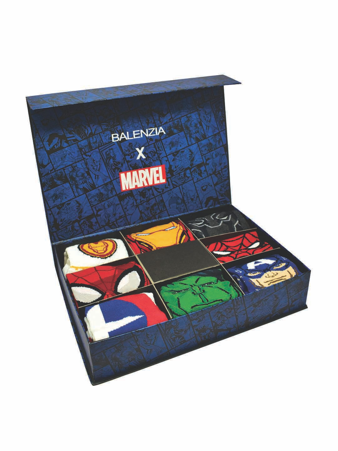 Balenzia x Marvel Avengers Men Pack of 8 Blue & White Spiderman Printed Calf-Length Socks
Balenzia x Marvel Avengers Men Pack of 8 Blue & White Spiderman Printed Calf-Length Socks