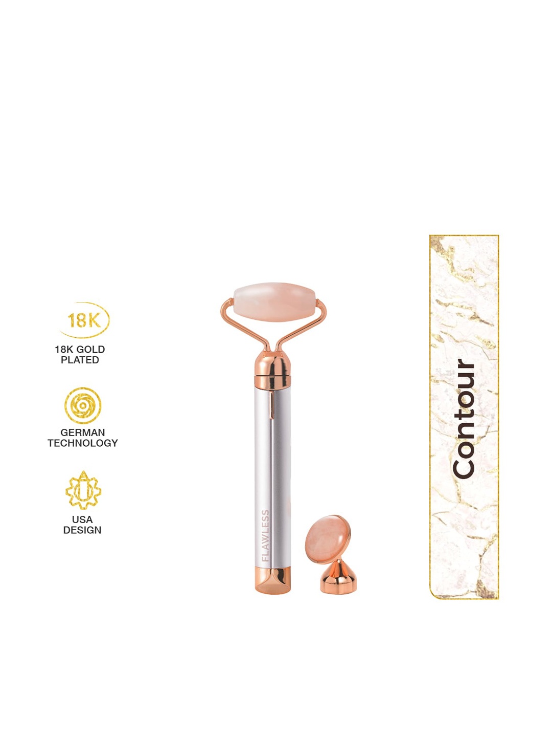 FLAWLESS Finishing Touch Flawless Contour Vibrating Facial Rose Quartz Roller & Massager
FLAWLESS Finishing Touch Flawless Contour Vibrating Facial Rose Quartz Roller & Massager